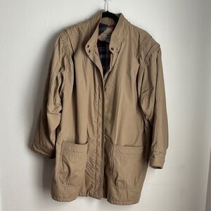 Vtg 90s Venezia Barn Jacket Tan Classic Chore Coat Utility‎ Outdoorsy Women22/24
